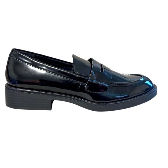 Madden Girl Womens Black Patent Leather Loafers Size 8M Slip-On Round Toe NWOB - Picture 7 of 10